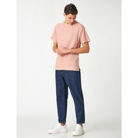 Koton 3SAM10249HK 250 Pembe Basic Bisiklet Yaka Erkek T-shirt