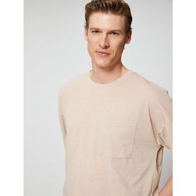 Koton 3SAM10265HK057 Bej Erkek T-Shirt