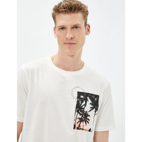 Koton 3SAM10338HK Kırık Beyaz Erkek T-shirt