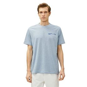Koton 3SAM10361HK 655 Mavi Slogan Baskılı Erkek T-shirt
