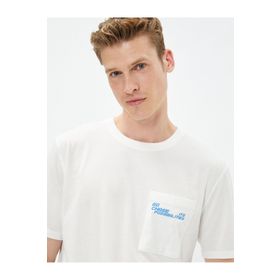 Koton 3SAM10411HK Kırık Beyaz Erkek T-shirt