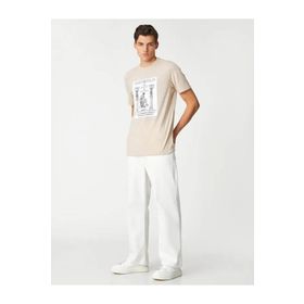 Koton 3SAM10459HK Bej Erkek T-shirt