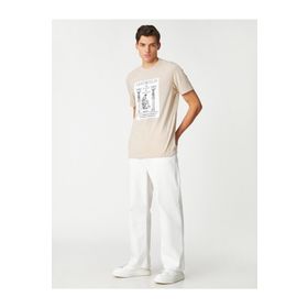 Koton 3SAM10459HK Bej Erkek T-shirt