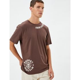 Koton 3SAM10815HK Kahverengi Erkek T-shirt