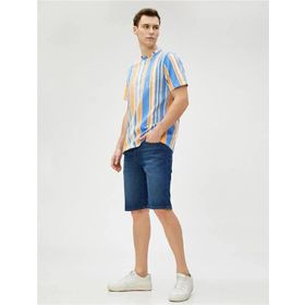 Koton 3SAM40220ND 741 Koyu İndigo Erkek Pamuk Denim Şort