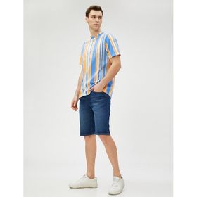 Koton 3SAM40220ND 741 Koyu İndigo Erkek Pamuk Denim Şort