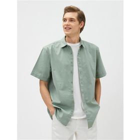 Koton 3SAM60002HW 786 Yeşil Erkek Pamuk Woven Tops Gömlek