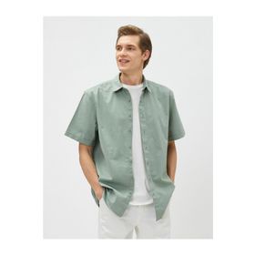 Koton 3SAM60002HW 786 Yeşil Erkek Pamuk Woven Tops Gömlek