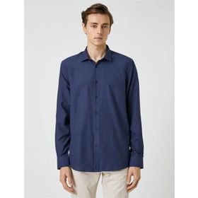 Koton 3SAM60029HW Lacivert 716 Erkek Pamuk Woven Tops Gömlek