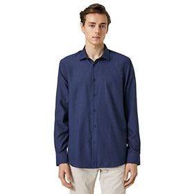 Koton 3SAM60029HW Lacivert 716 Erkek Pamuk Woven Tops Gömlek