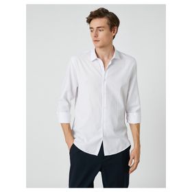 Koton 3SAM60029HW Lacivert 716 Erkek Pamuk Woven Tops Gömlek