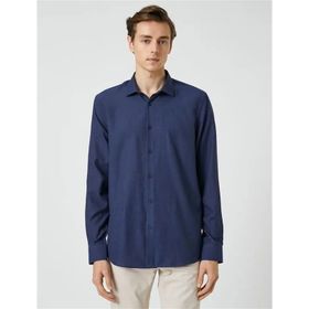Koton 3SAM60029HW Lacivert 716 Erkek Pamuk Woven Tops Gömlek