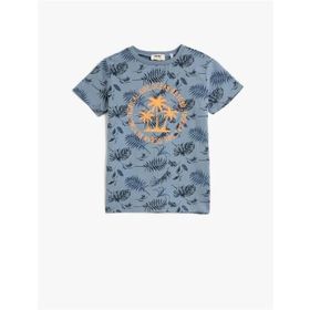 Koton 3SKB10077TK 655 Mavi Erkek Çocuk Pamuk Jersey Kısa Kollu T-Shirt