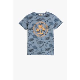 Koton 3SKB10077TK 655 Mavi Erkek Çocuk Pamuk Jersey Kısa Kollu T-Shirt