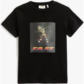 Koton 3SKB10204TK Baskılı Siyah Erkek Çocuk T-Shirt
