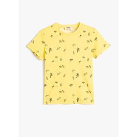 Koton 3SKB10505TK Sarı Desenli Erkek Çocuk T-shirt