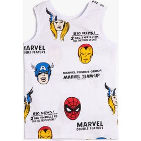 Koton 3SKB30007TK 0D0 Beyaz Desenli Erkek Çocuk Jersey Bisiklet Yaka Kısa Ve Kolsuz T-Shirt
