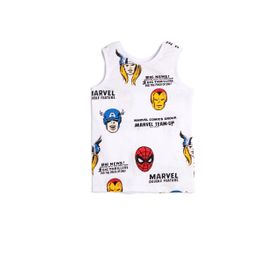 Koton 3SKB30007TK 0D0 Beyaz Desenli Erkek Çocuk Jersey Bisiklet Yaka Kısa Ve Kolsuz T-Shirt