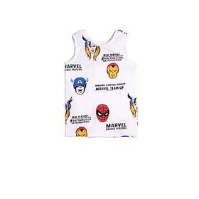 Koton 3SKB30007TK 0D0 Beyaz Desenli Erkek Çocuk Jersey Bisiklet Yaka Kısa Ve Kolsuz T-Shirt