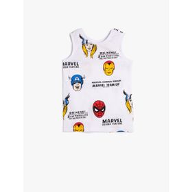 Koton 3SKB30007TK 0D0 Beyaz Desenli Erkek Çocuk Jersey Bisiklet Yaka Kısa Ve Kolsuz T-Shirt