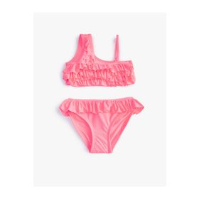 Koton 3SKG00017BM Fırfırlı Tek Omuz İnce Askı Detaylı Bikini Takımı
