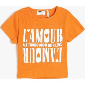Koton 3SKG10035AK Turuncu Fitilli Crop Kız Bebek T-shirt