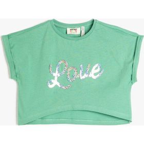 Koton 3SKG10037AK Yeşil Baskılı Kız Çocuk T-Shirt