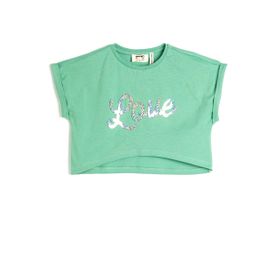 Koton 3SKG10037AK Yeşil Baskılı Kız Çocuk T-Shirt