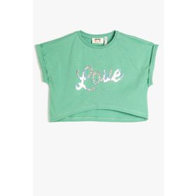 Koton 3SKG10037AK Yeşil Baskılı Kız Çocuk T-Shirt