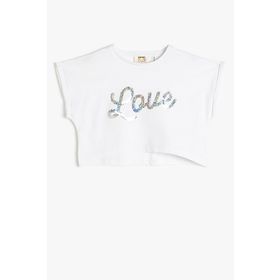 Koton 3SKG10037AK Yeşil Baskılı Kız Çocuk T-Shirt