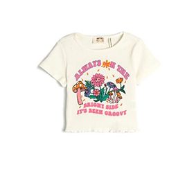 Koton 3SKG10040AK 010 Ekru Kız Çocuk Pamuk Jersey Kısa Kollu T-Shirt