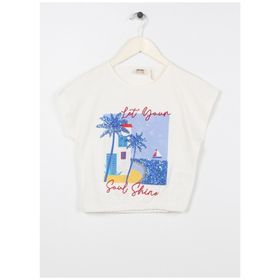 Koton 3SKG10041AK 010 Ekru Kız Çocuk T-shirt