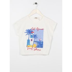 Koton 3SKG10041AK 010 Ekru Kız Çocuk T-shirt