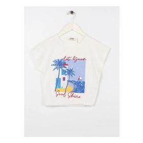 Koton 3SKG10041AK 010 Ekru Kız Çocuk T-shirt