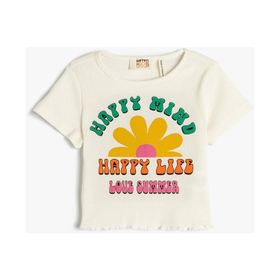 Koton 3SKG10172AK Ekru Kız Çocuk T-shirt