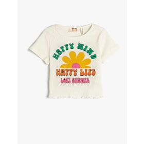 Koton 3SKG10172AK Ekru Kız Çocuk T-shirt