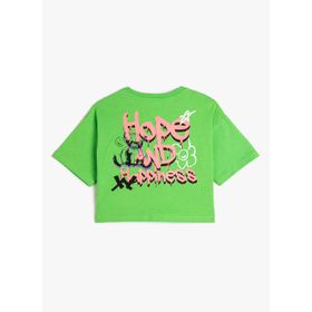 Koton 3SKG10182AK Yeşil Baskılı Kız Çocuk T-Shirt
