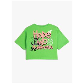 Koton 3SKG10182AK Yeşil Baskılı Kız Çocuk T-Shirt