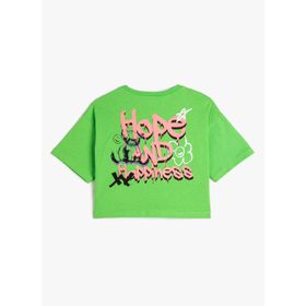 Koton 3SKG10182AK Yeşil Baskılı Kız Çocuk T-Shirt