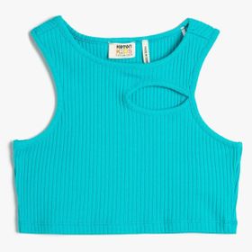 Koton 3SKG30037AK Turkuaz Kız Çocuk Crop Bluz