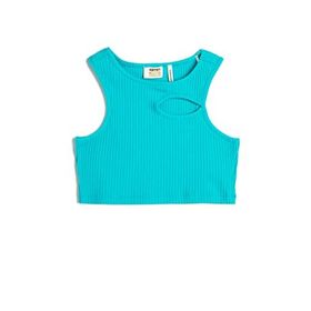 Koton 3SKG30037AK Turkuaz Kız Çocuk Crop Bluz