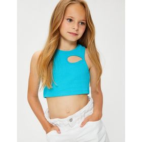 Koton 3SKG30037AK Turkuaz Kız Çocuk Crop Bluz