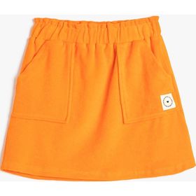 Koton 3SKG70024AK Turuncu Kız Çocuk Normal Bel Cep Detaylı Paperbag Etiket Detaylı Şort
