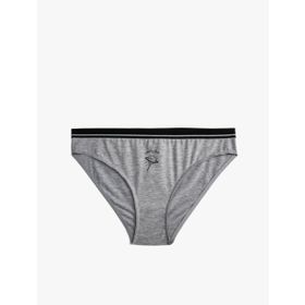 Koton 3SLK30011MK Gri Melanj Minimal Baskı Kadın Brief Külot