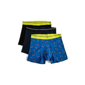 Koton 3SLM90064MK Mavi Kuş Baskılı 3'lü Erkek Boxer Seti