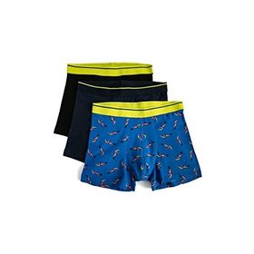 Koton 3SLM90064MK Mavi Kuş Baskılı 3'lü Erkek Boxer Seti