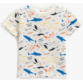 Koton 3SMB10052TK Baskılı Ekru Bebek T-Shirt