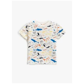 Koton 3SMB10052TK Baskılı Ekru Bebek T-Shirt