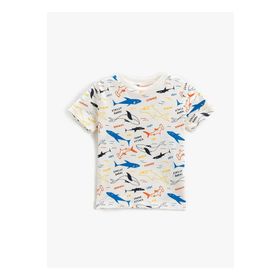 Koton 3SMB10052TK Baskılı Ekru Bebek T-Shirt