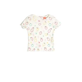 Koton 3SMG10059AK Ekru Desenli Kız Çocuk T-shirt